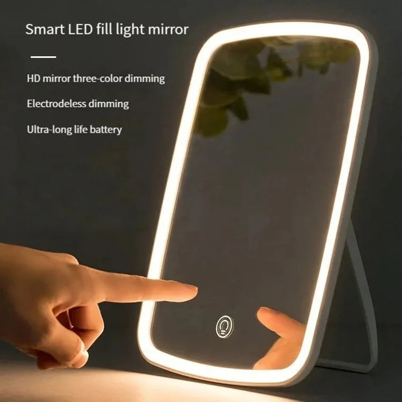 Compact LED Makeup Mirror with Stand - Perfect for Travel